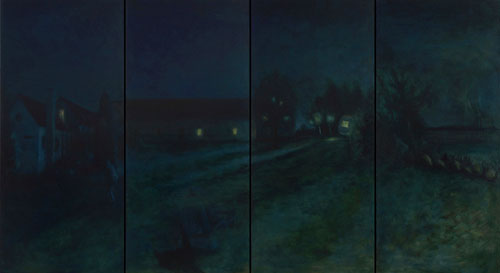 N&auml;chtlicher Garten nr.II, 155 x 280 cm, Oel auf Leinwand, 2009